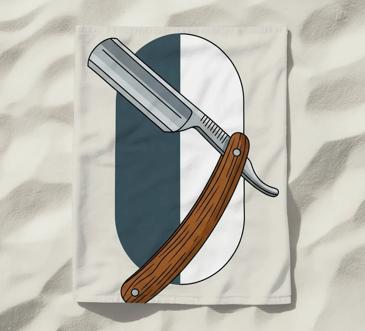 Rasoio a mano libera telo mare da Minimalist vector art