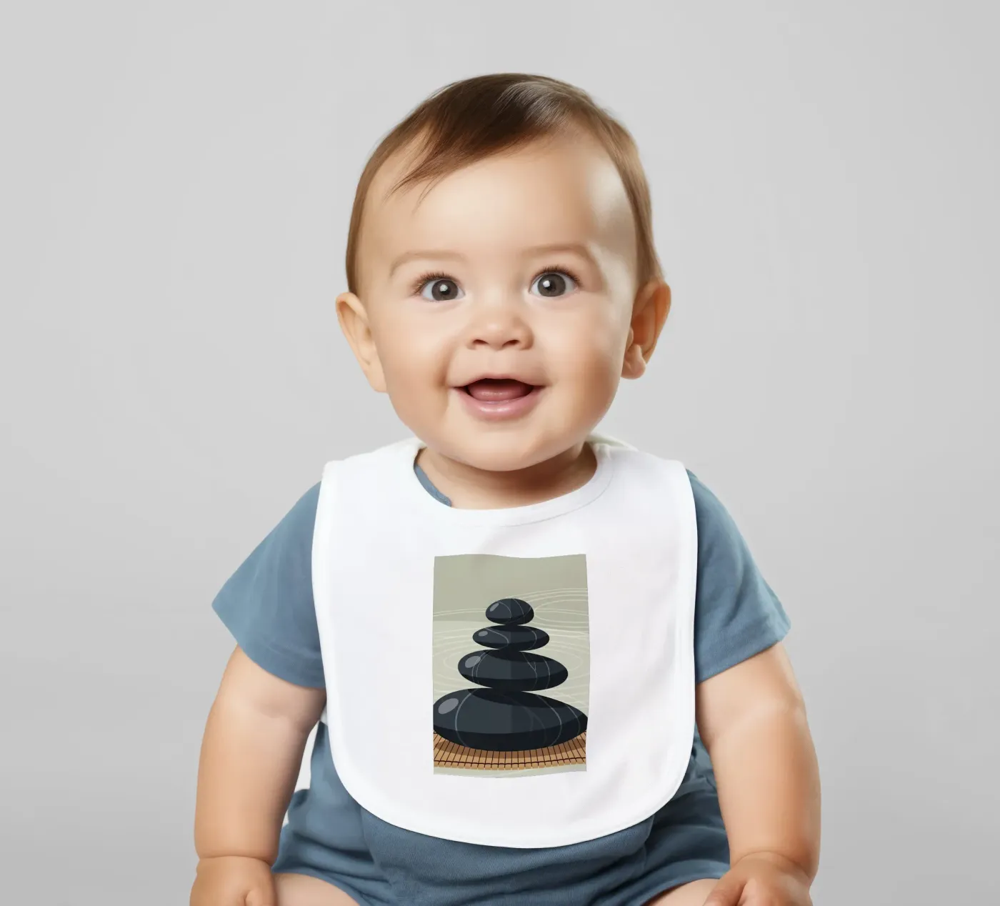 Zen Stone Stack baby bib by Minimalist vector art