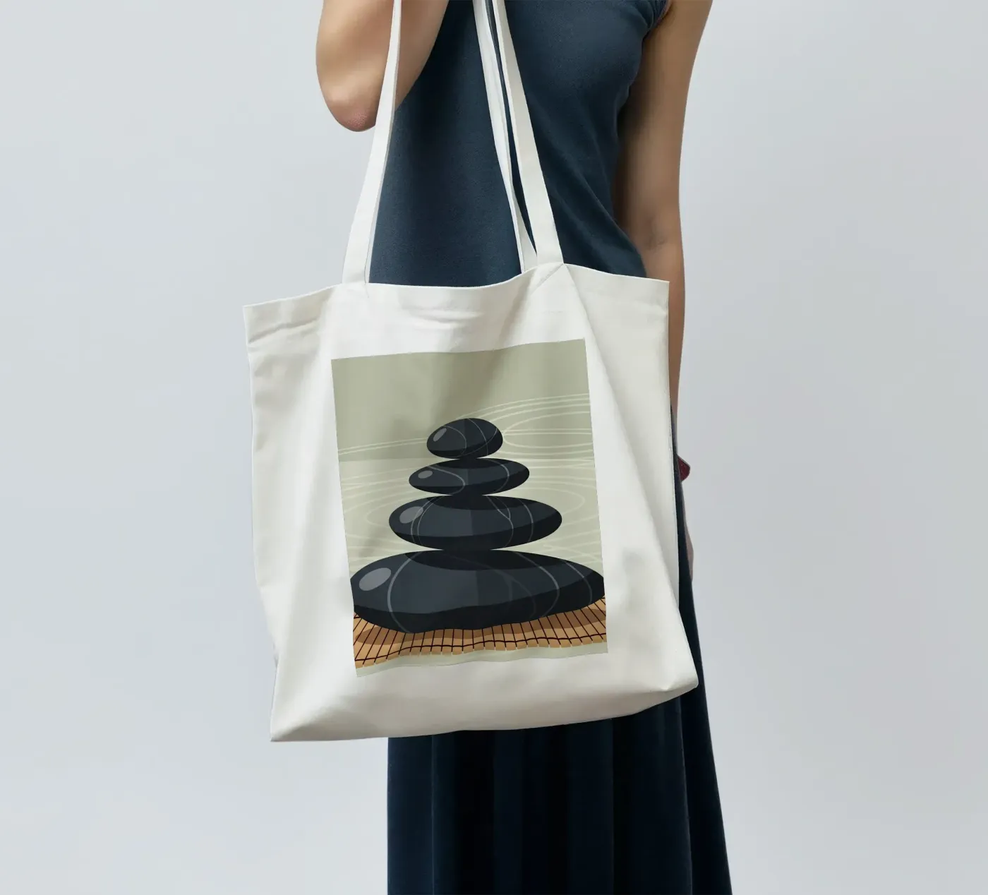 Zen Stone Stack tote bag by Minimalist vector art