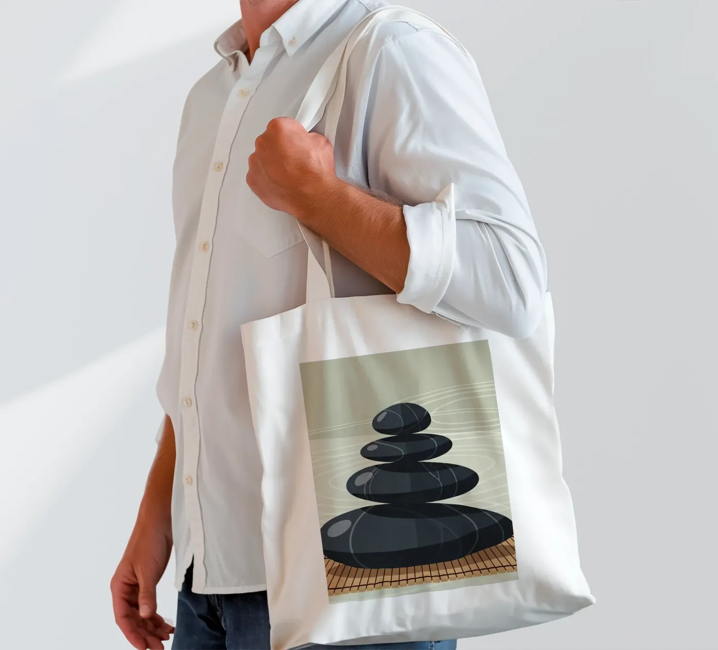 Zen Stone Stack tote bag by Minimalist vector art
