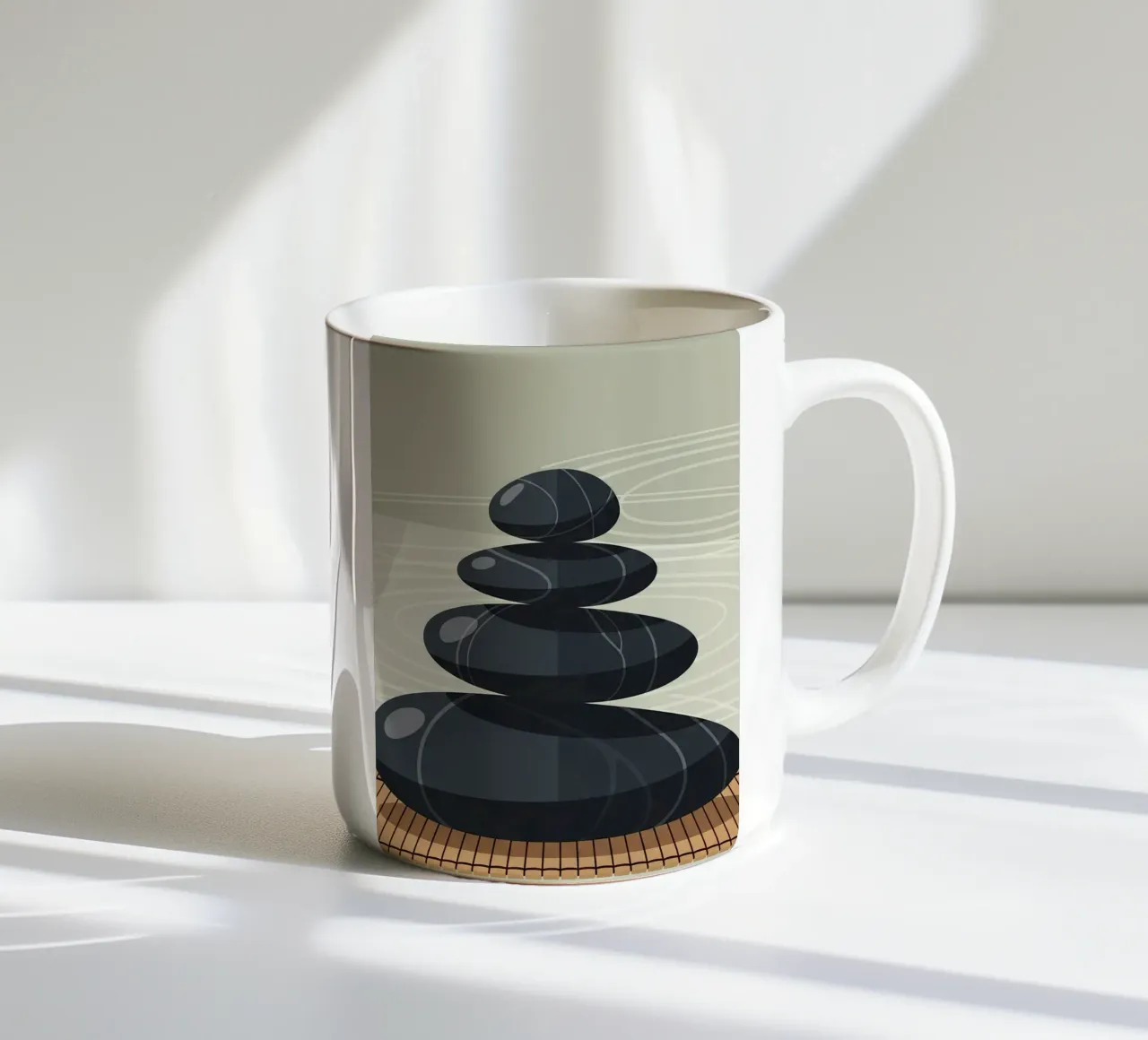 Zen Stone Stack ceramic mug by Minimalist vector art