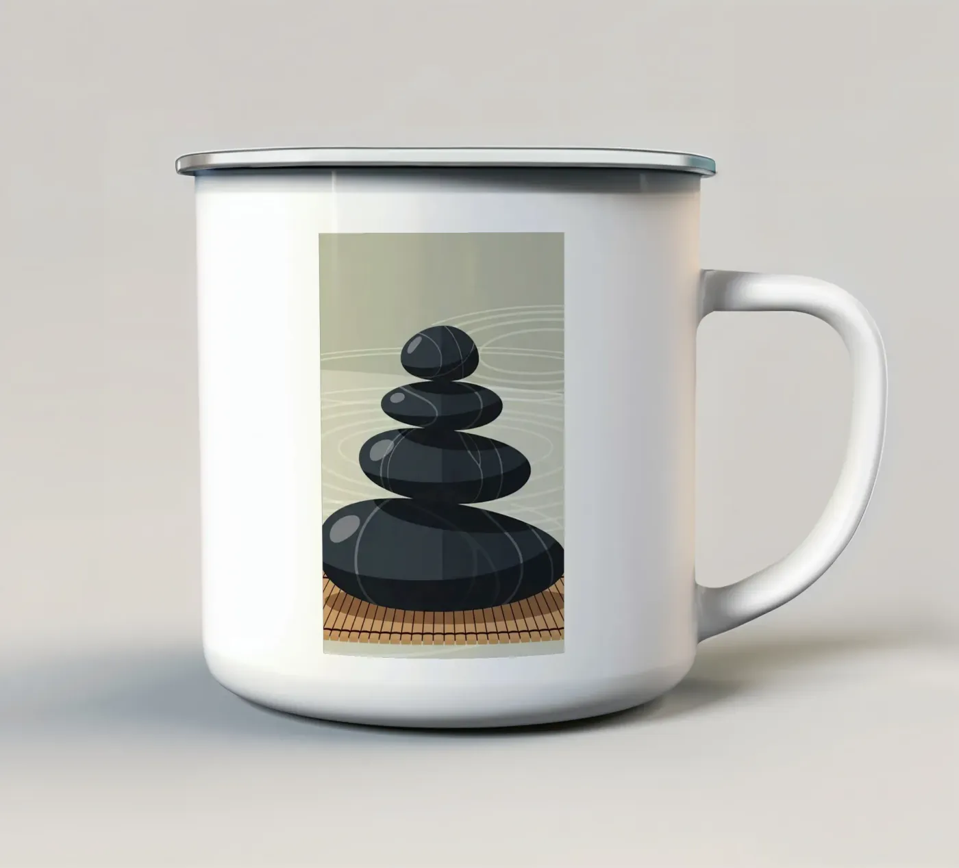Zen Stone Stack enamel mug by Minimalist vector art