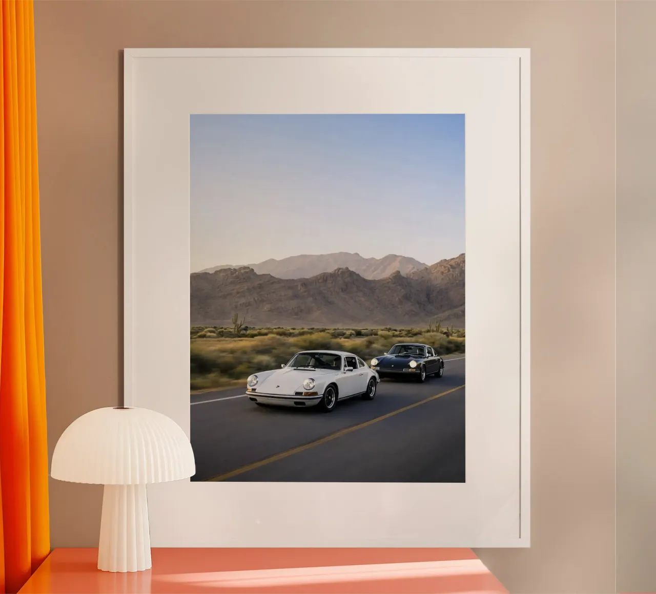 auto d'epoca bianca e nera poster da the gunduls