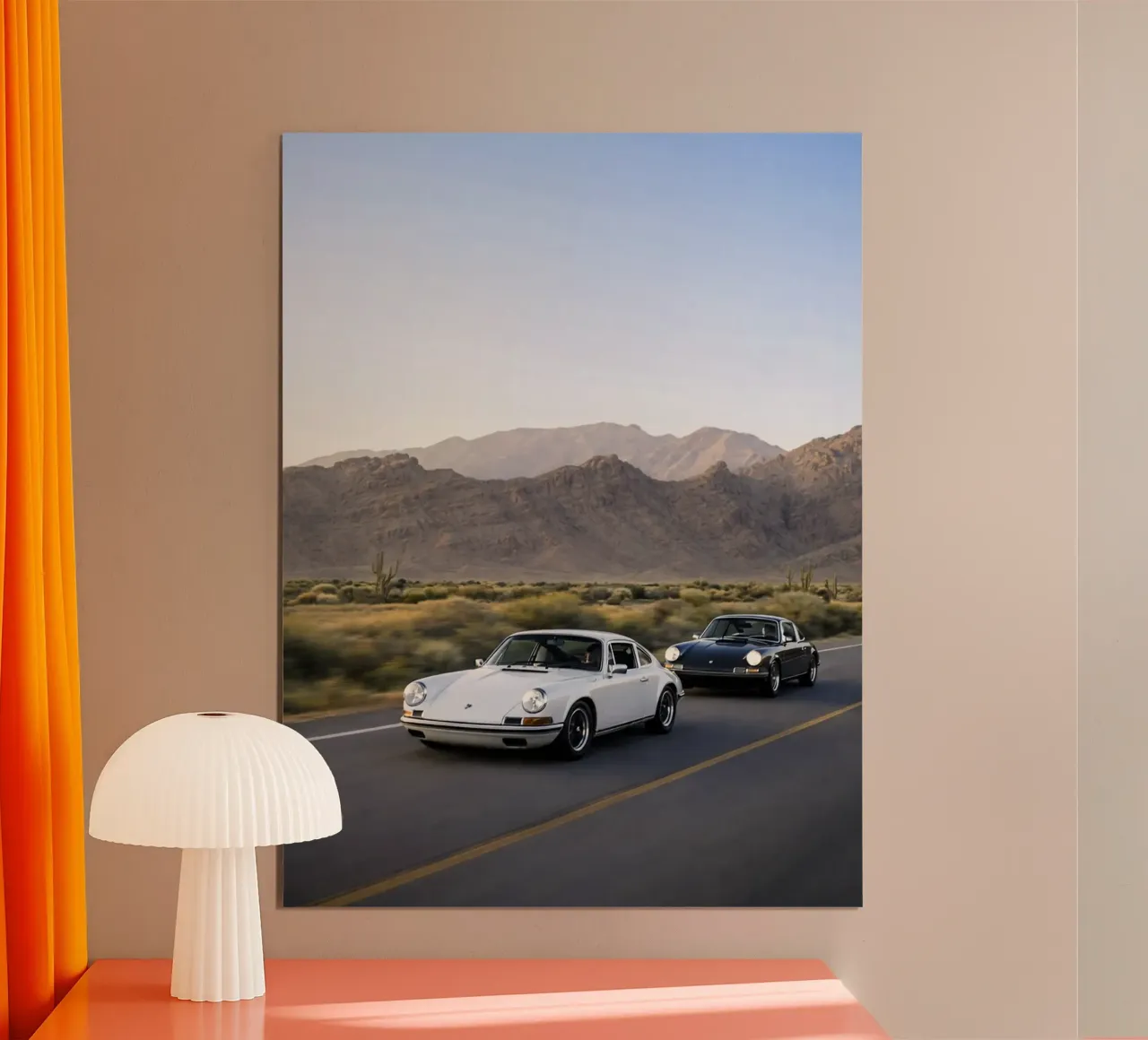 auto d'epoca bianca e nera poster da the gunduls