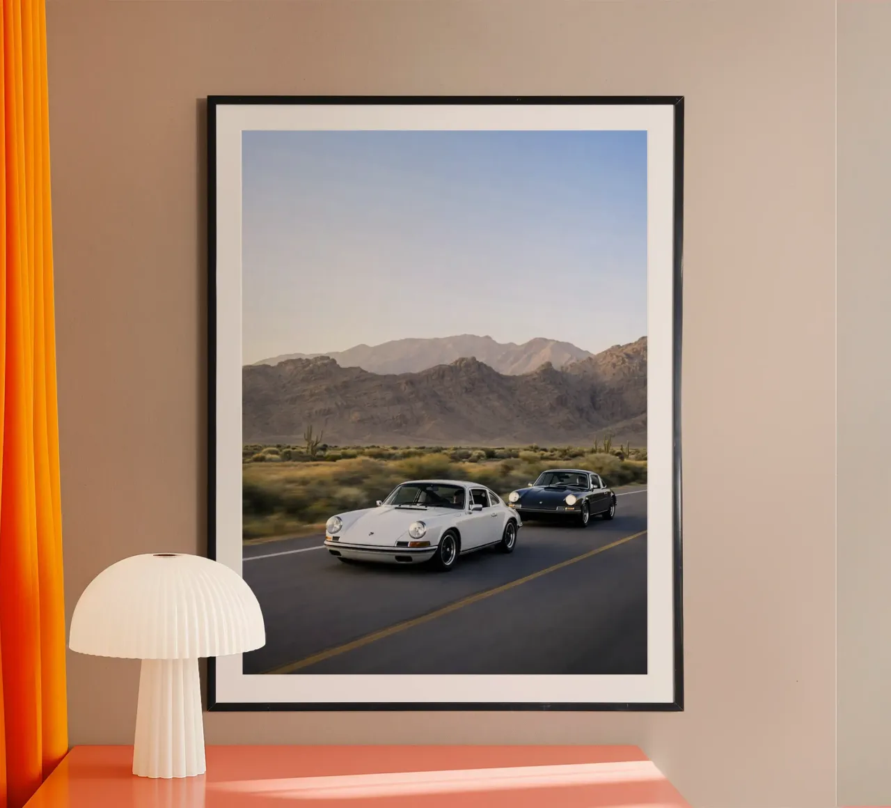 auto d'epoca bianca e nera poster da the gunduls