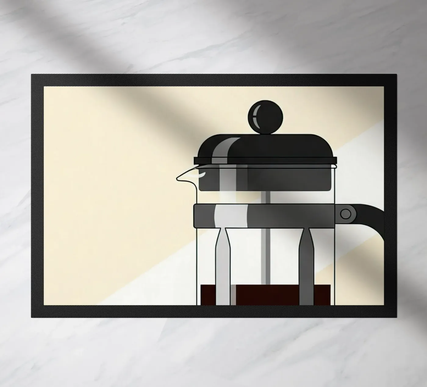 French Press and Croissant zerbino da Minimalist vector art