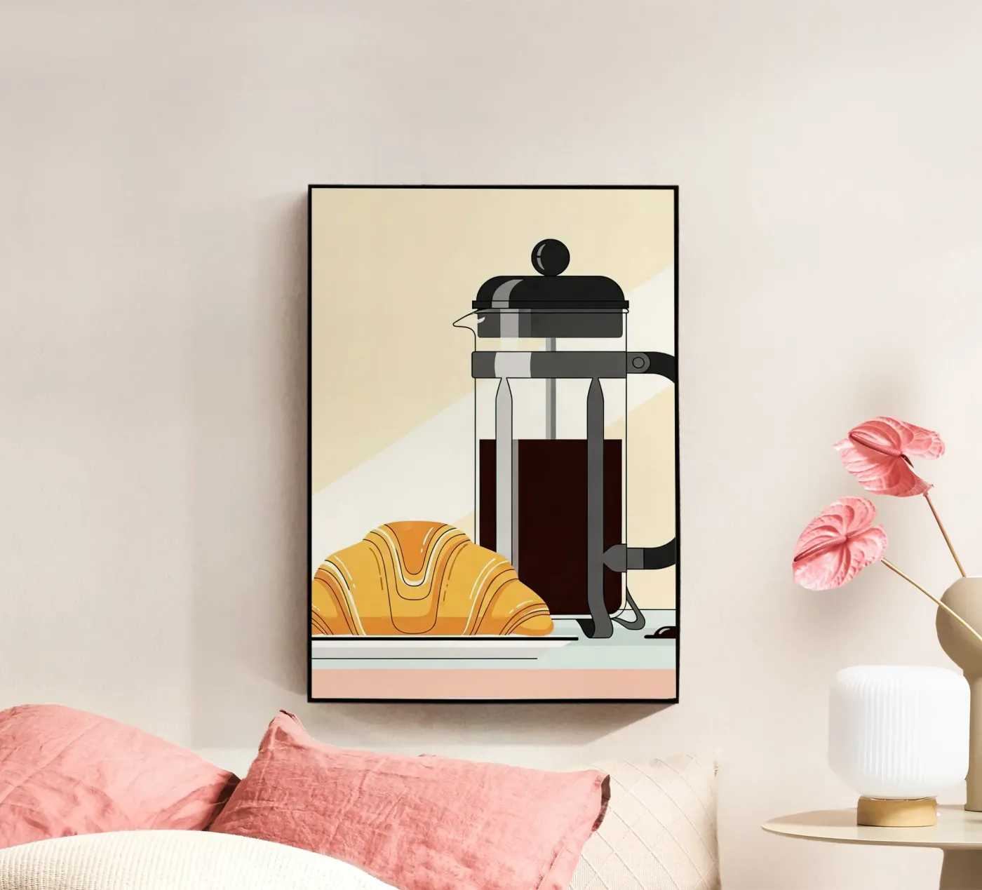 French Press and Croissant plexiglas de Minimalist vector art