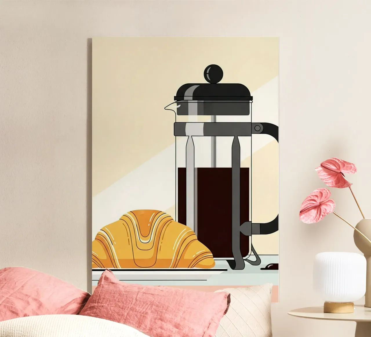Caffè francese e croissant plexiglass da Minimalist vector art