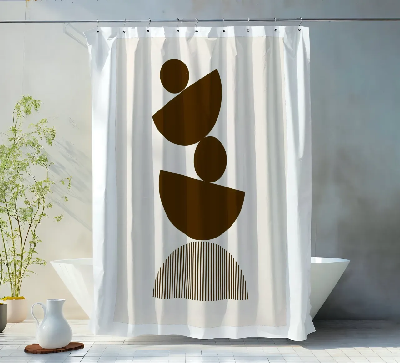 Ausgewogene Formen Duschvorhang von Sun Flower