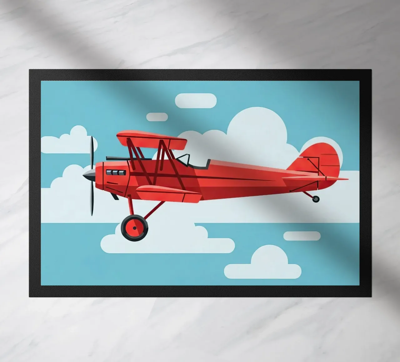 Oldtimer-Doppeldecker Fußmatte von Minimalist vector art