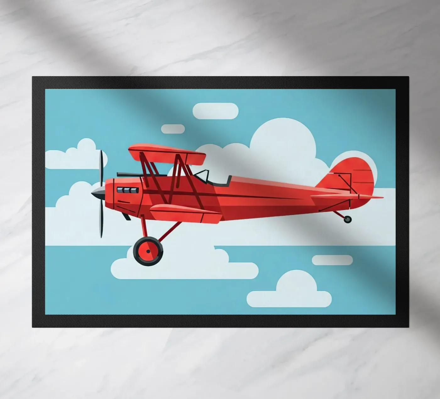 Oldtimer-Doppeldecker Fußmatte von Minimalist vector art