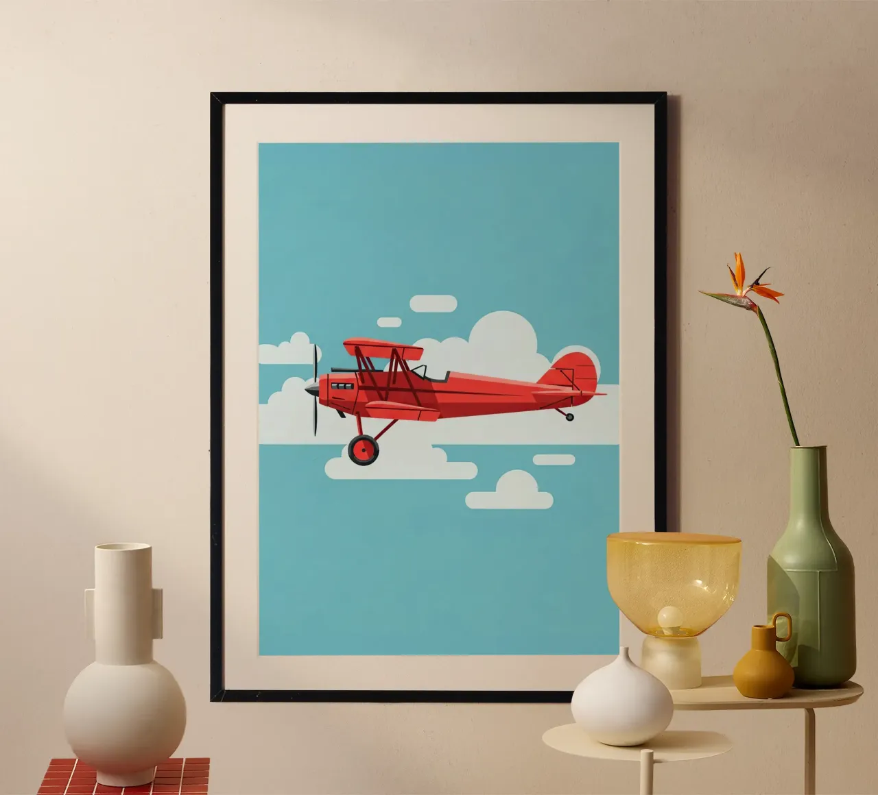 Oldtimer-Doppeldecker Poster von Minimalist vector art