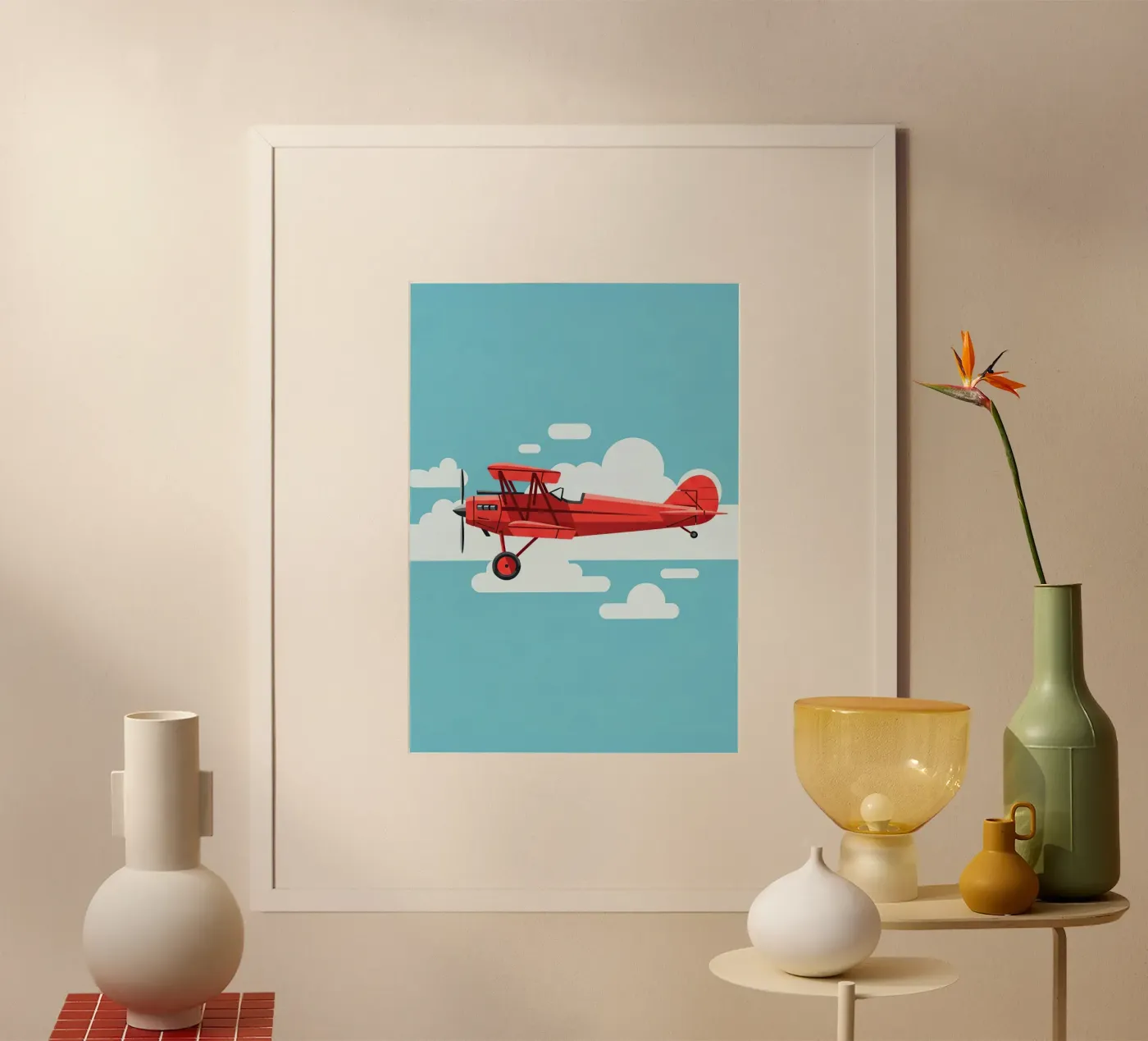 Oldtimer-Doppeldecker Poster von Minimalist vector art