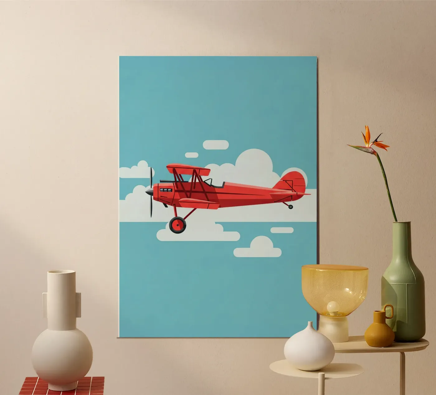 Oldtimer-Doppeldecker Poster von Minimalist vector art