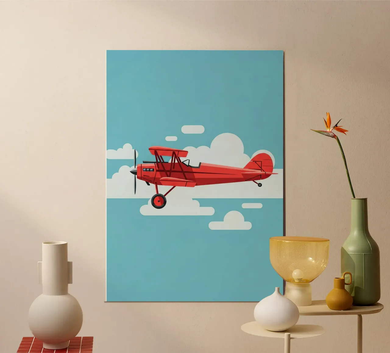 Oldtimer-Doppeldecker Poster von Minimalist vector art