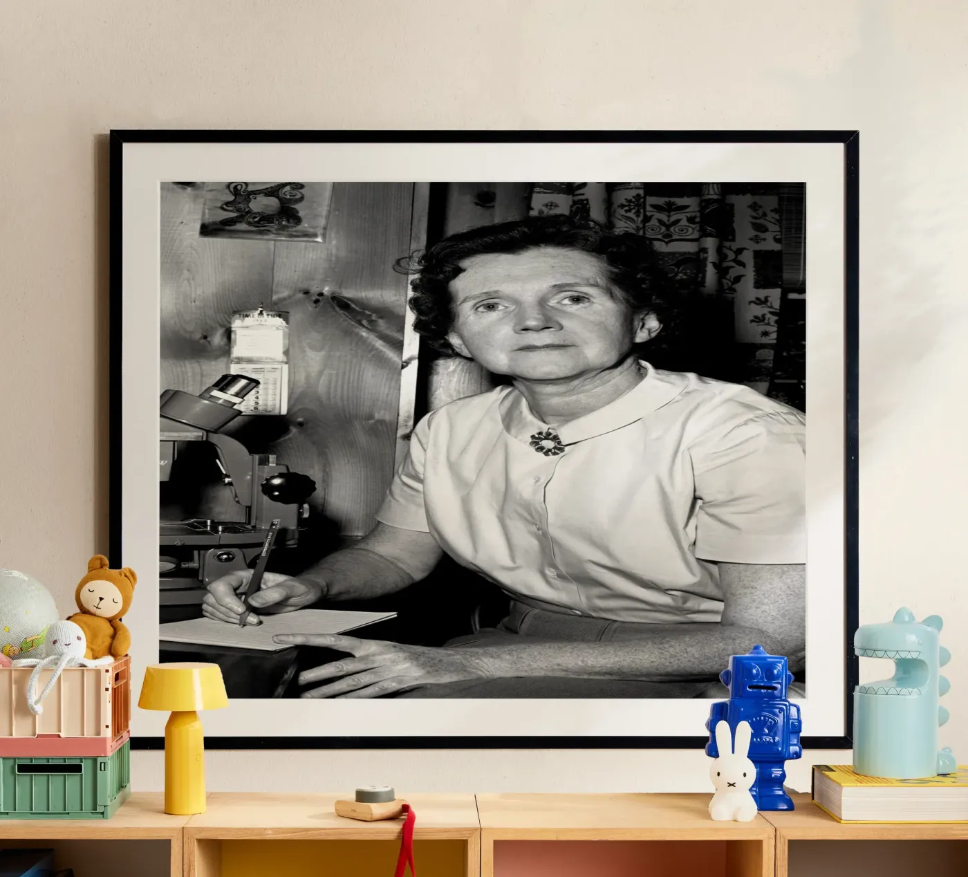 Rachel Carson Looking Through A Microscope poster by NICE CHOICE