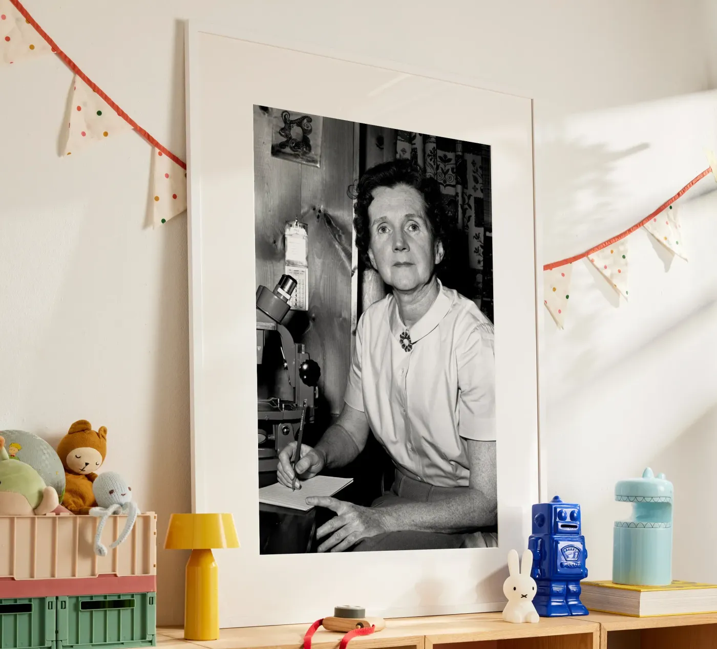 Rachel Carson Looking Through A Microscope poster by NICE CHOICE