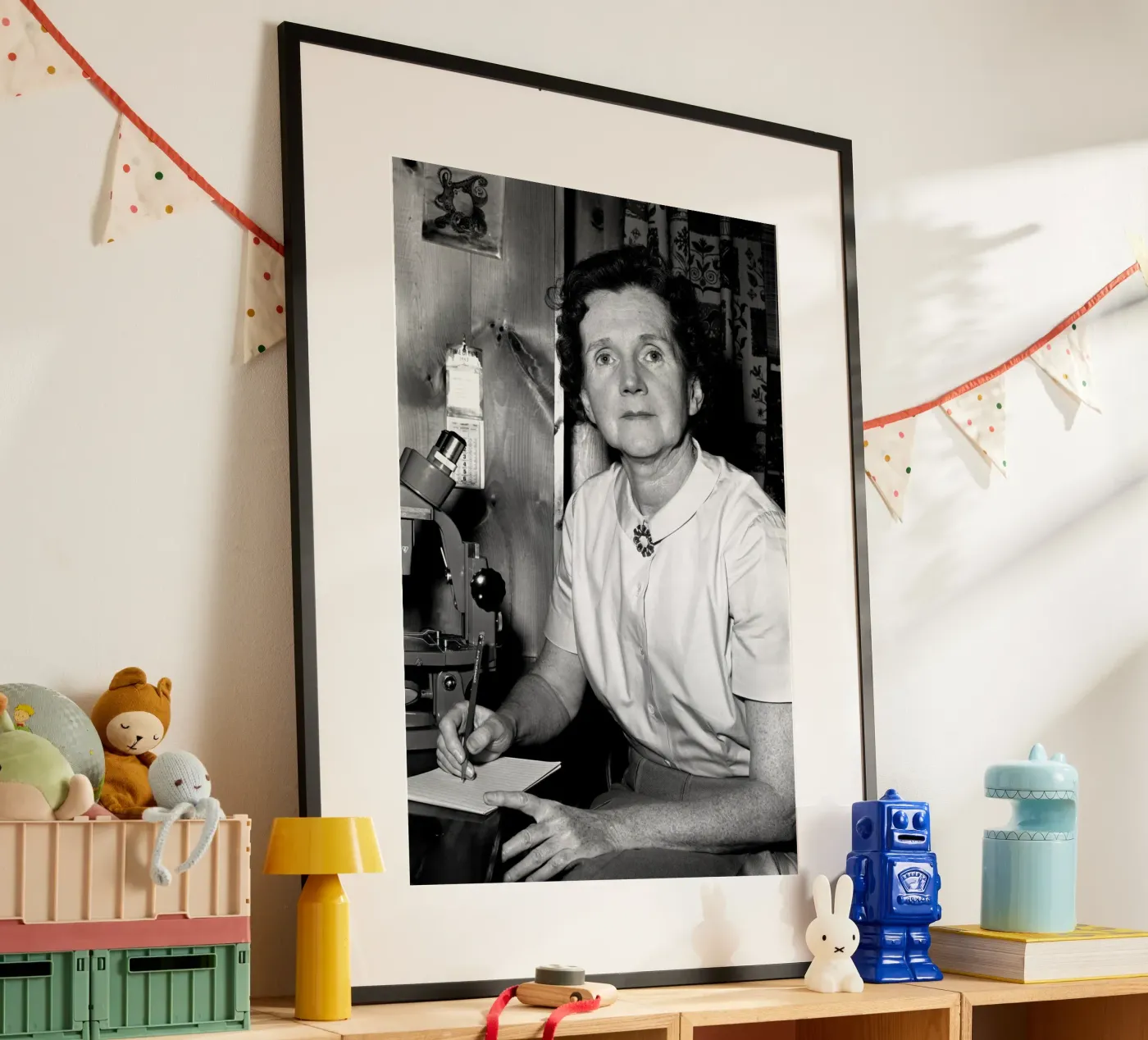 Rachel Carson Looking Through A Microscope poster by NICE CHOICE