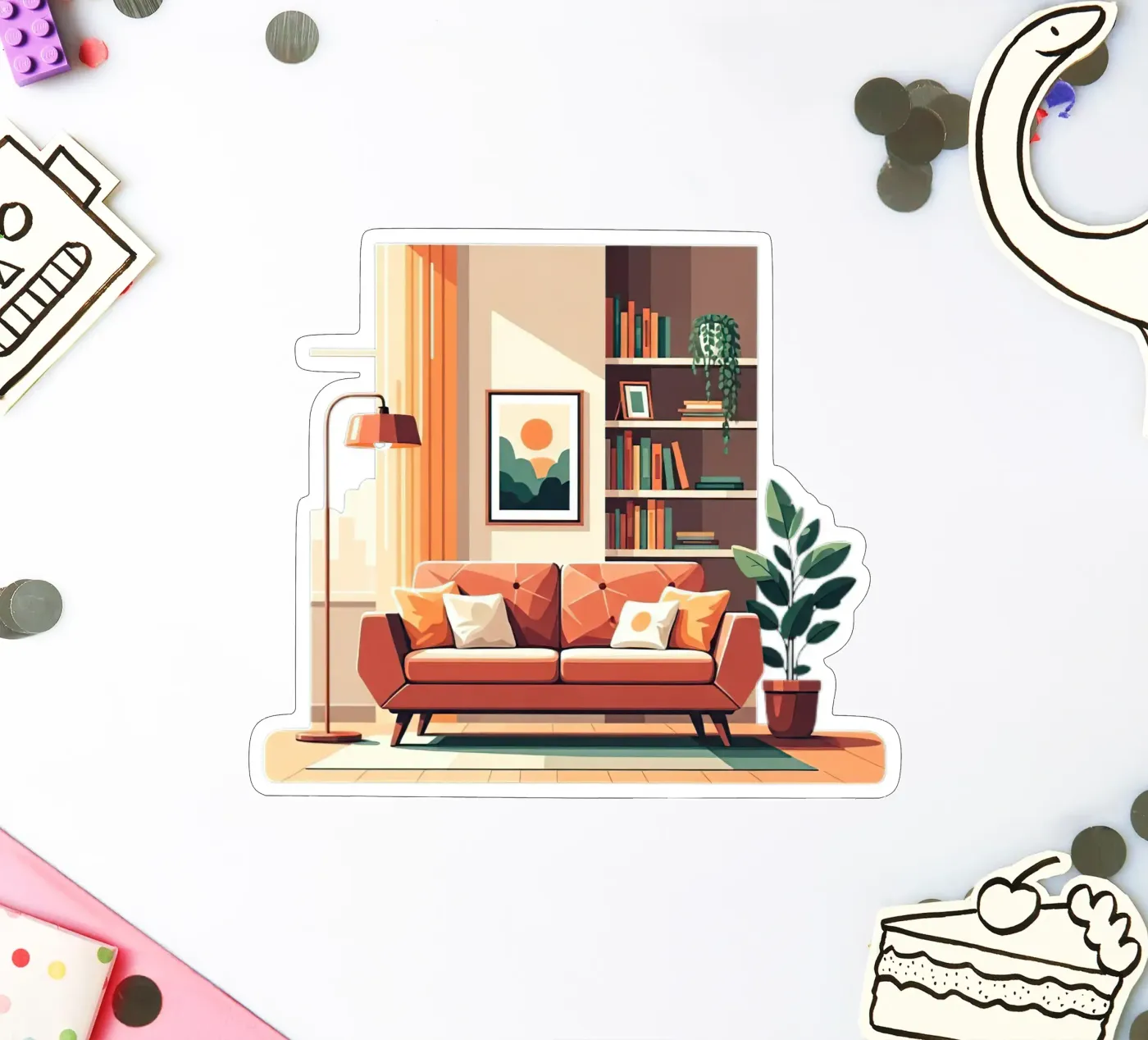 Cozy Living Room adesivo da Minimalist vector art