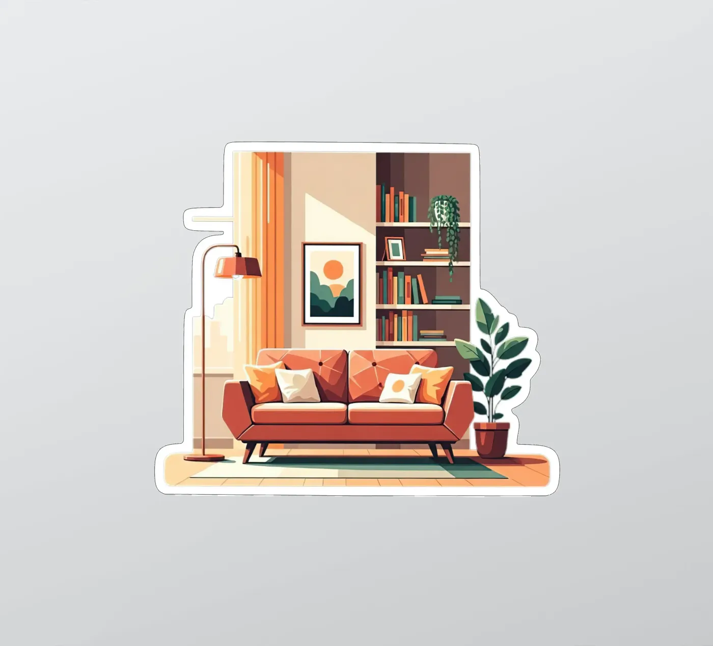 Cozy Living Room adesivo da Minimalist vector art
