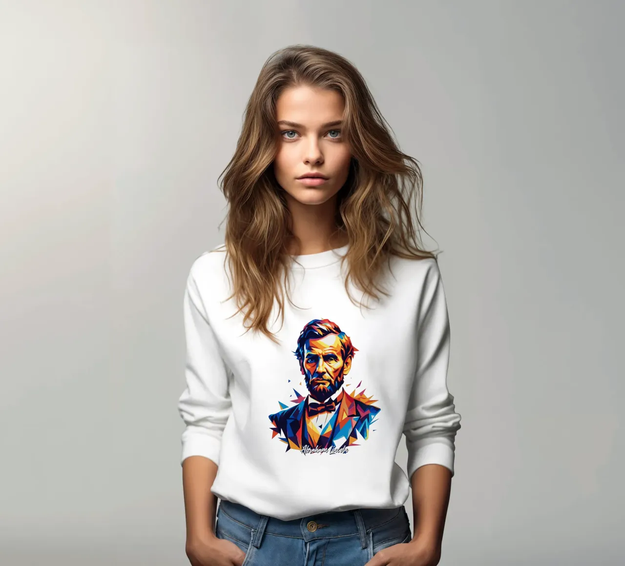 Abraham Lincoln in WPAP Pop Art sudadera de vectorartnesia