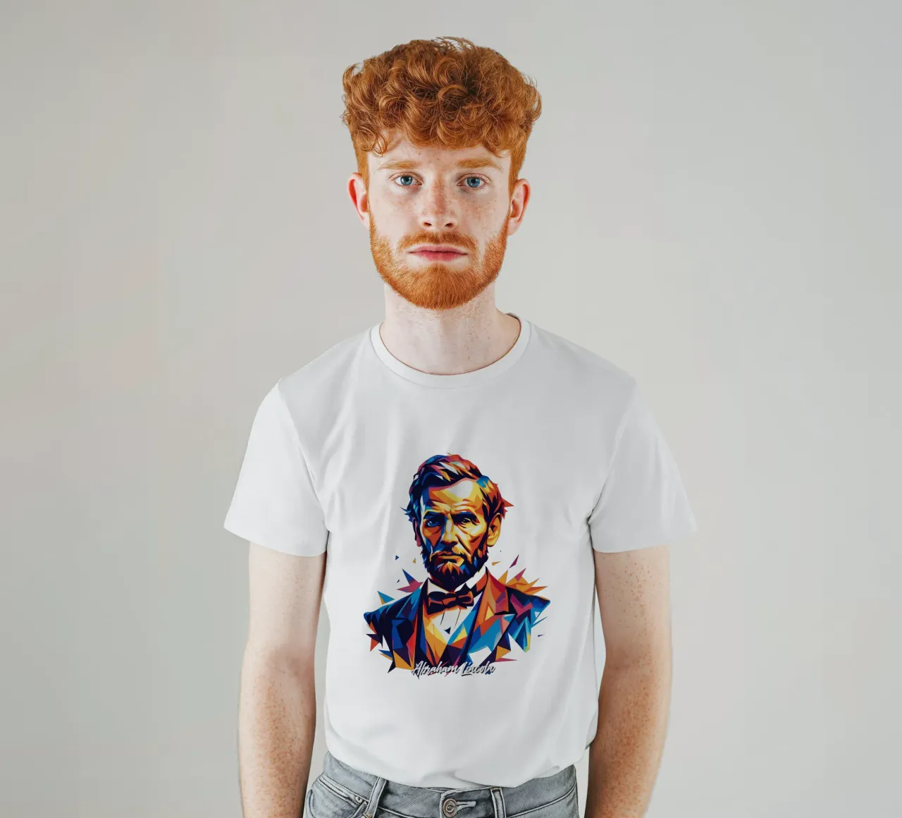 Abraham Lincoln in WPAP Pop Art t-shirt da vectorartnesia