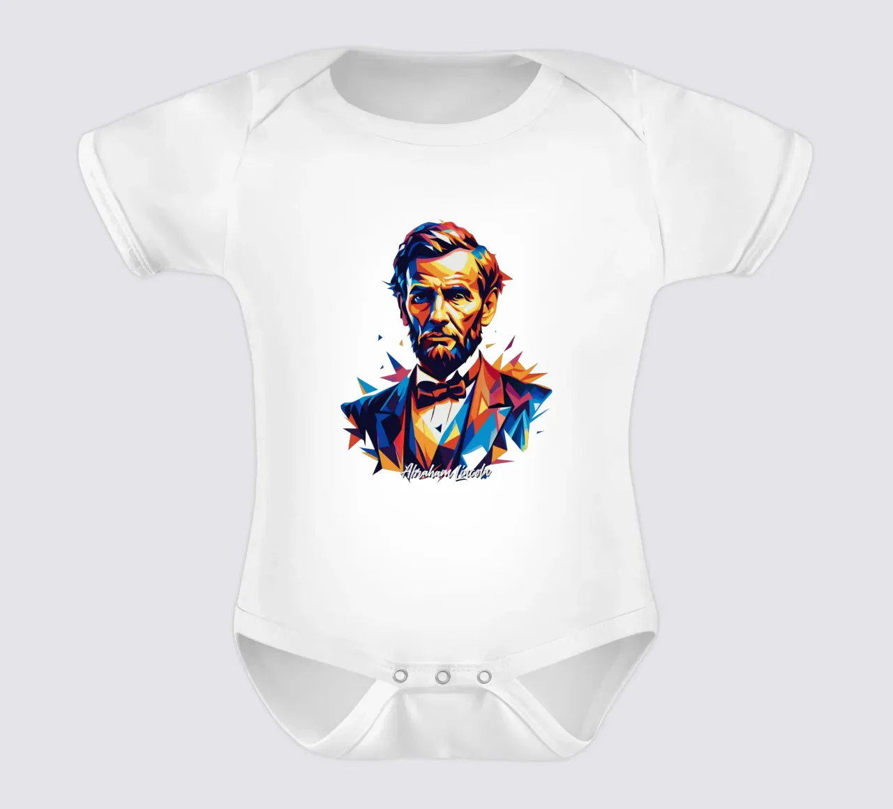 Abraham Lincoln in WPAP Pop Art body neonato maniche corte da vectorartnesia