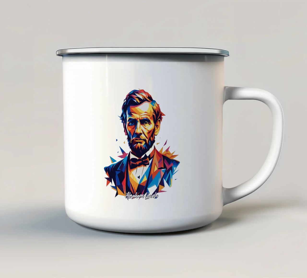 Abraham Lincoln in WPAP Pop Art tazza in smalto da vectorartnesia