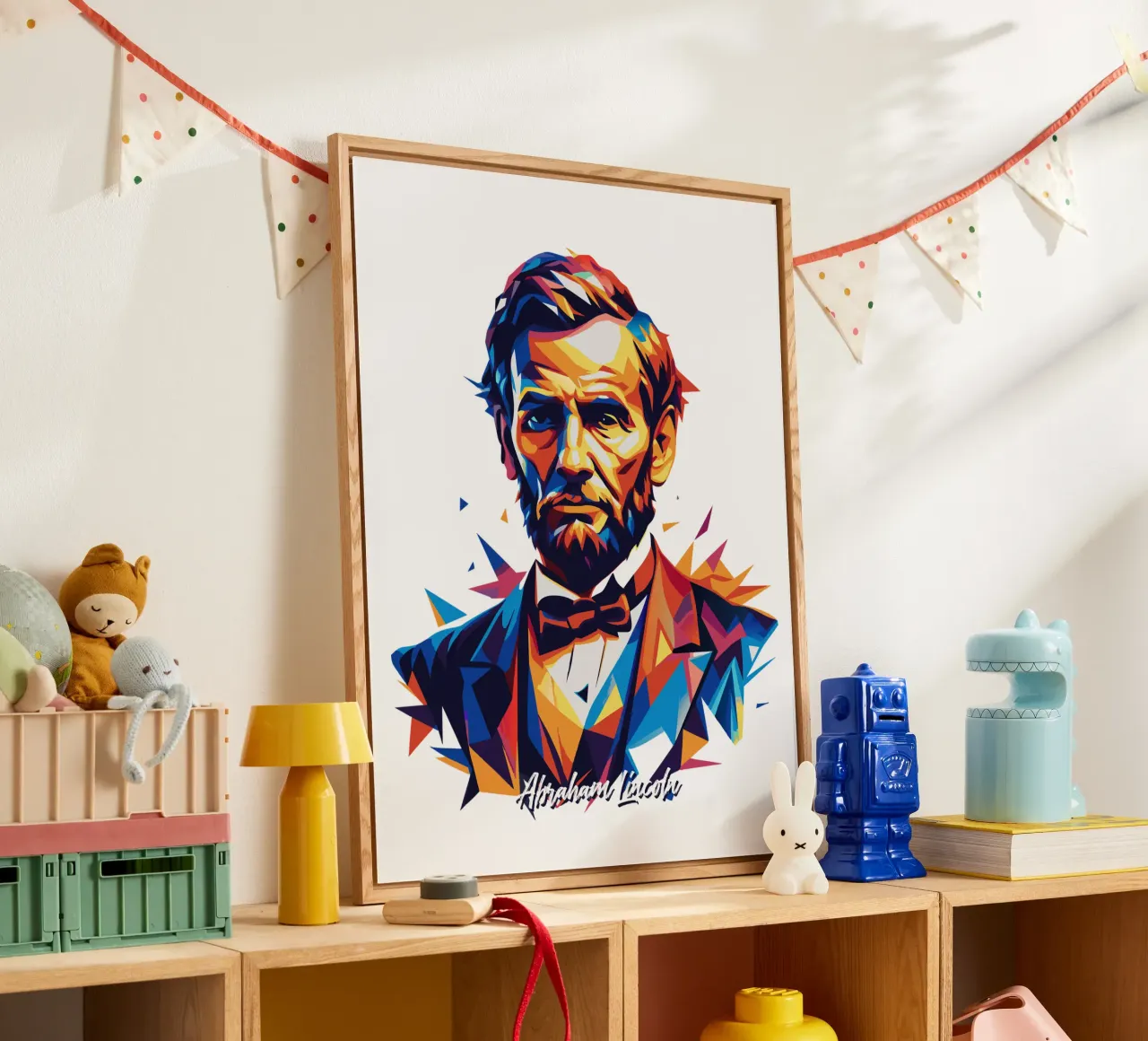 Abraham Lincoln in WPAP Pop Art plexiglass da vectorartnesia