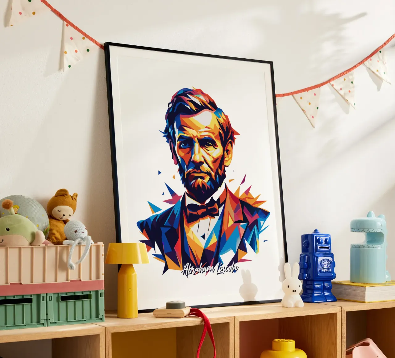 Abraham Lincoln in WPAP Pop Art carta hahnemühle da vectorartnesia