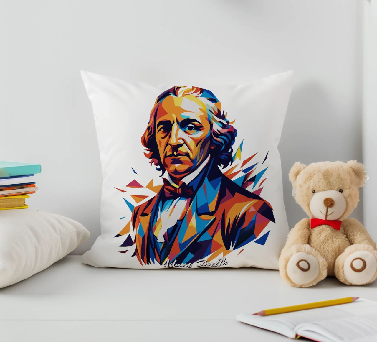 Adam Smith In WPAP Pop Art cuscino da vectorartnesia