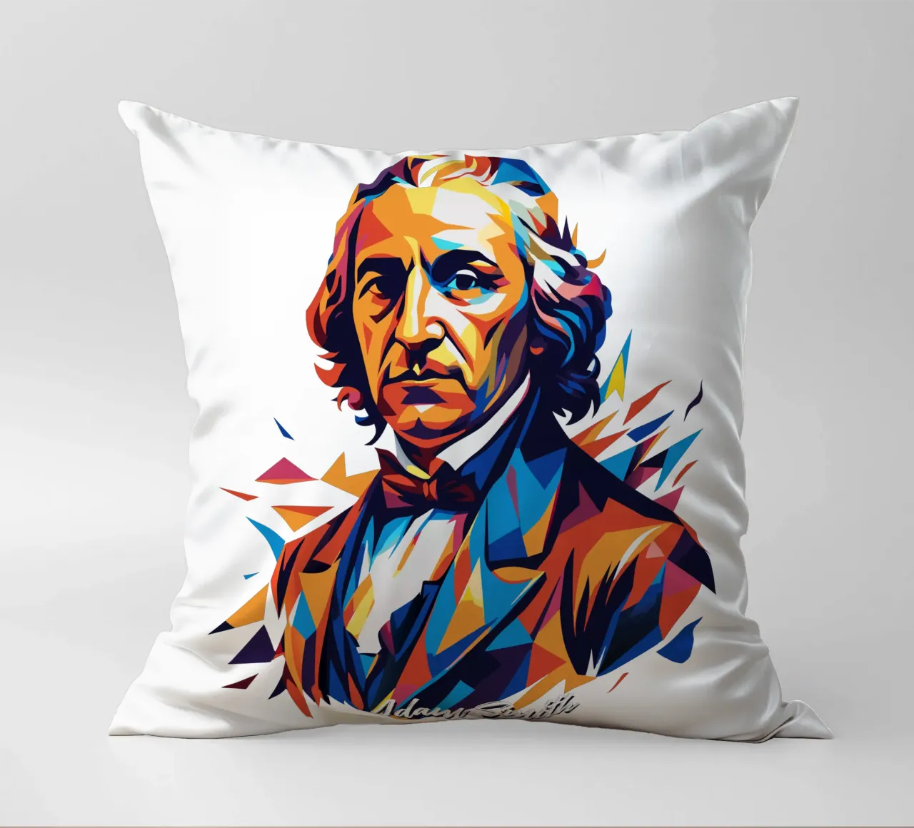 Adam Smith In WPAP Pop Art Kissen von vectorartnesia