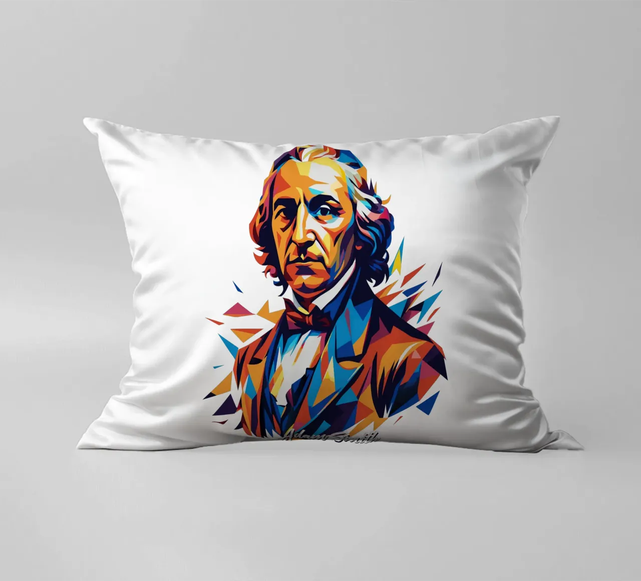 Adam Smith In WPAP Pop Art Kissen von vectorartnesia