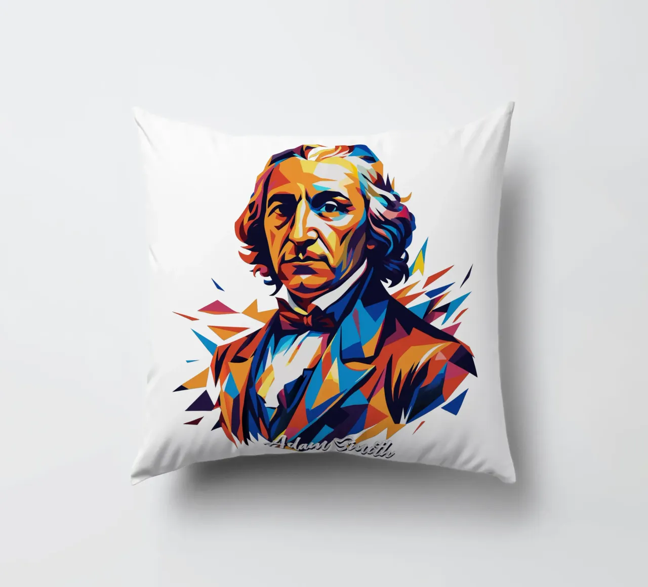 Adam Smith In WPAP Pop Art Kissen von vectorartnesia