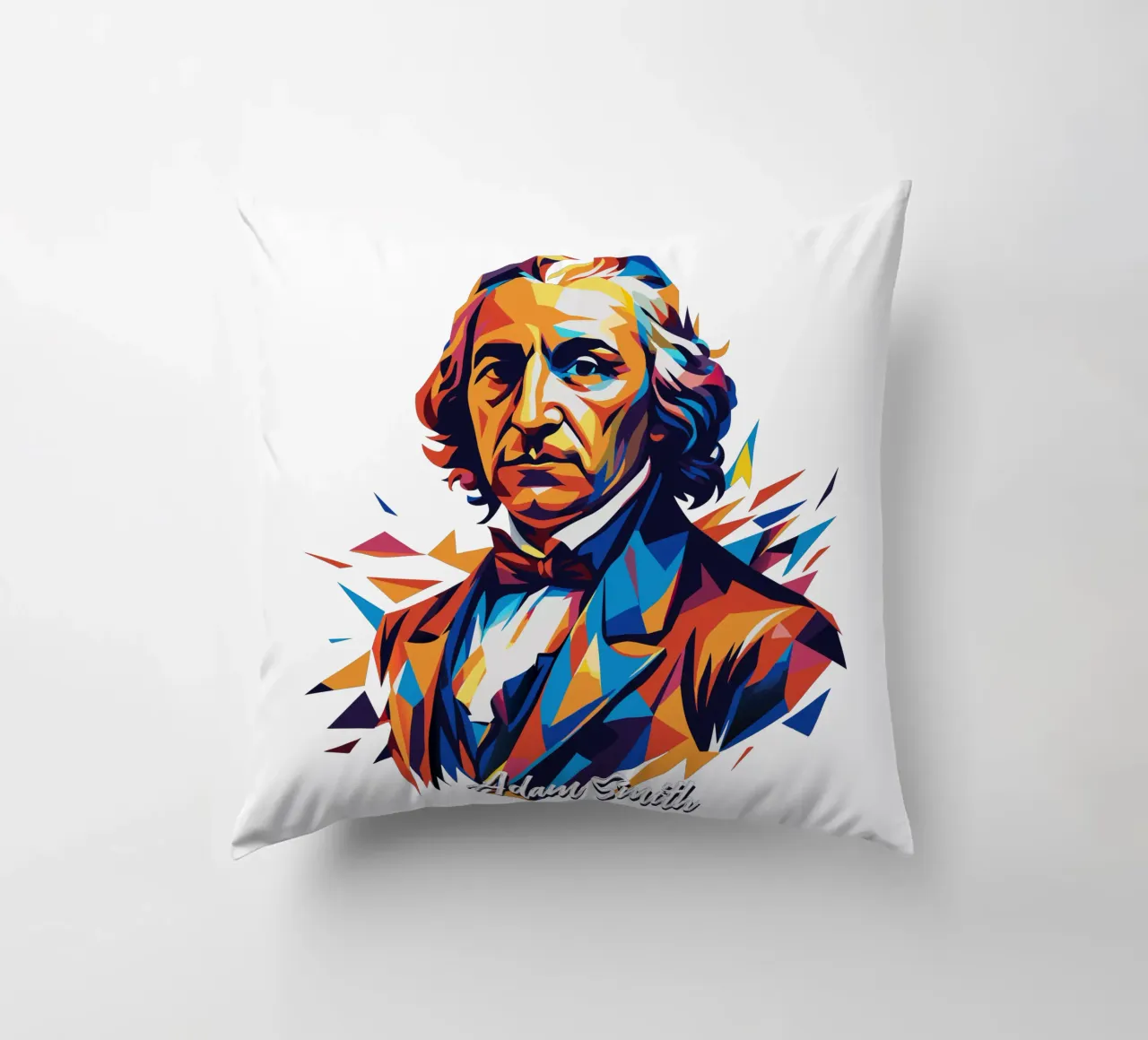 Adam Smith In WPAP Pop Art Kissen von vectorartnesia
