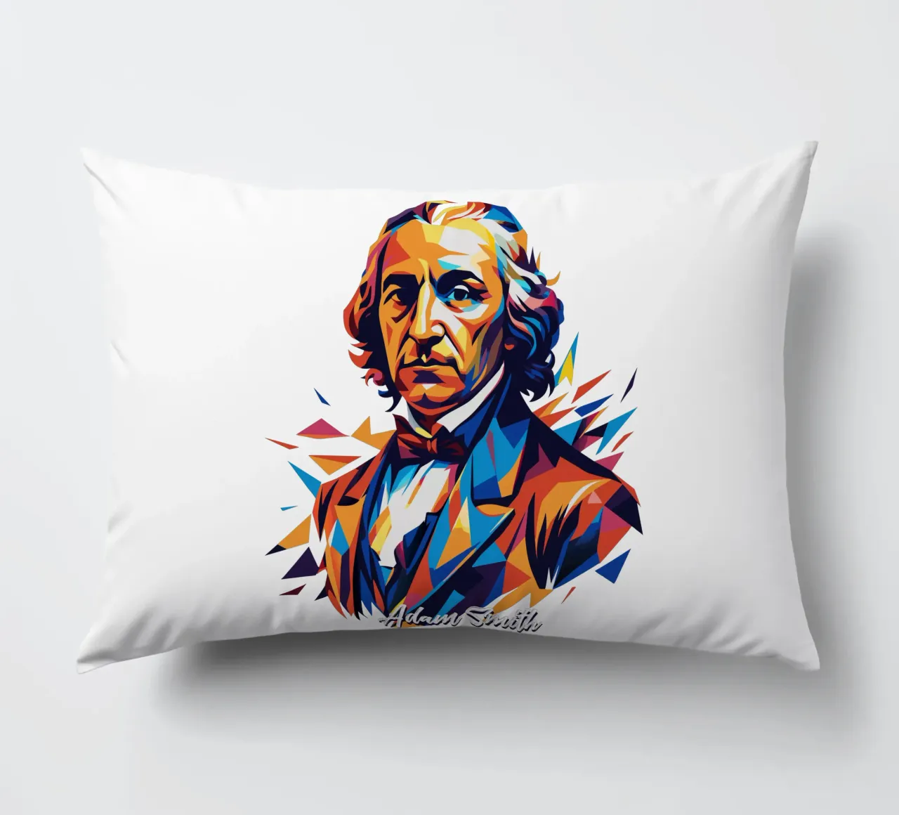 Adam Smith In WPAP Pop Art Kissen von vectorartnesia