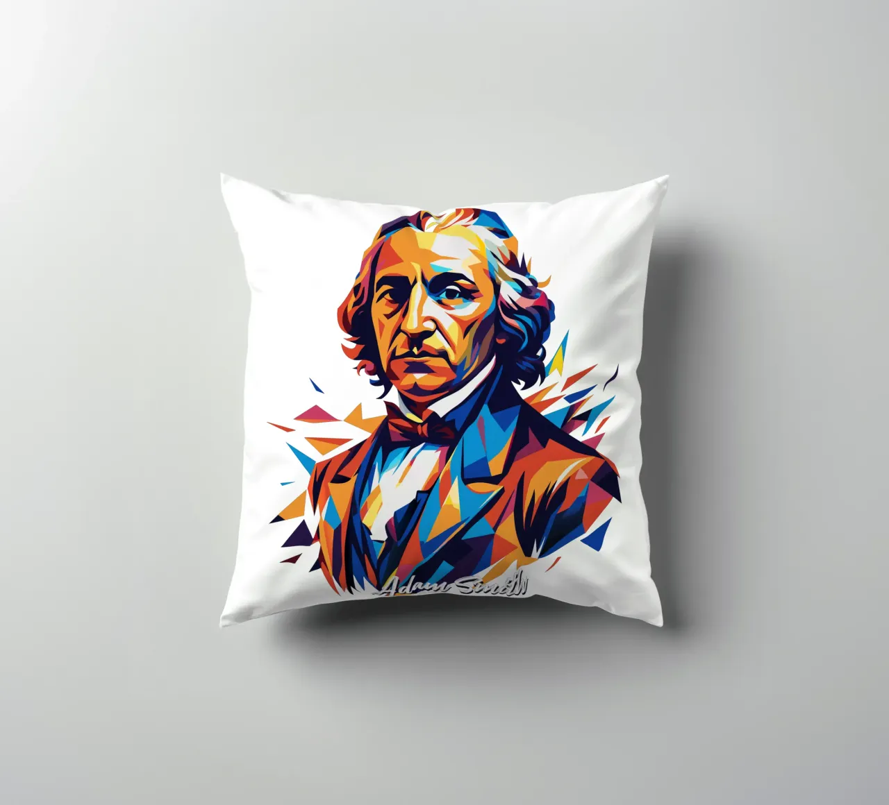 Adam Smith In WPAP Pop Art Kissen von vectorartnesia