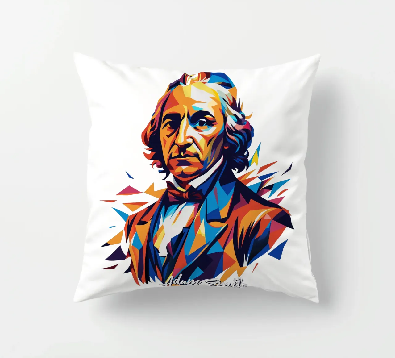 Adam Smith In WPAP Pop Art Kissen von vectorartnesia