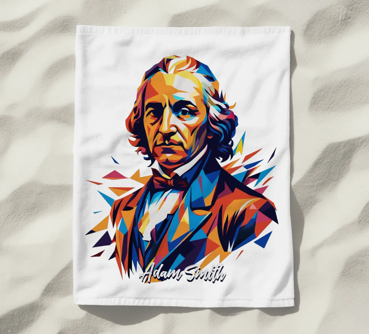 Adam Smith In WPAP Pop Art Strandtuch von vectorartnesia