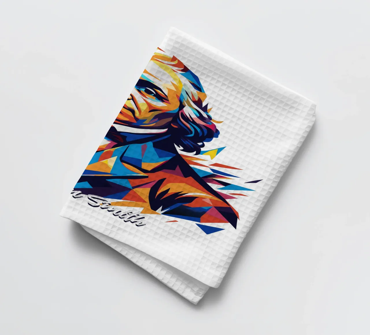 Adam Smith In WPAP Pop Art tea towel by vectorartnesia