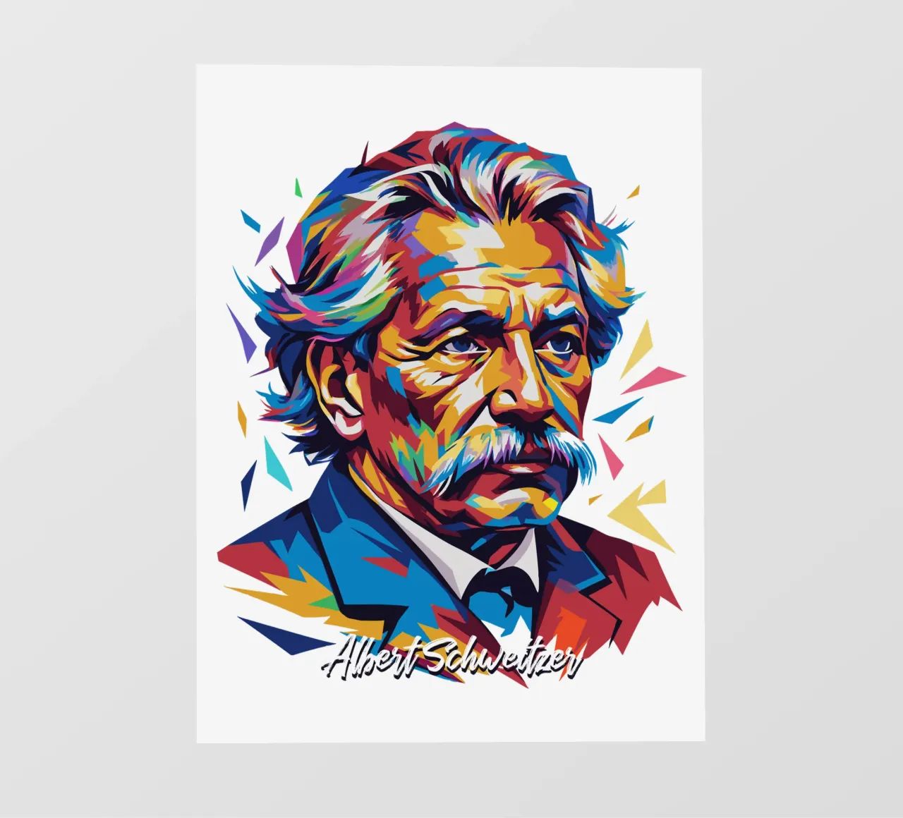 Albert Schweitzer WPAP Pop Art pellicola backlit da vectorartnesia