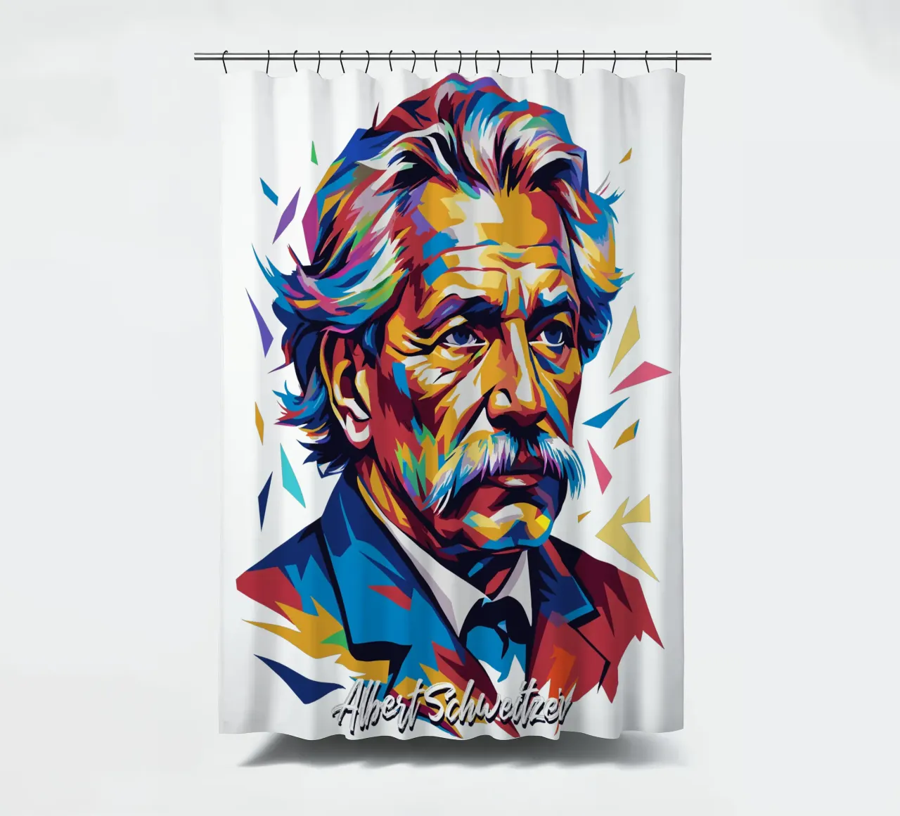 Albert Schweitzer WPAP Pop Art douchegordijn van vectorartnesia
