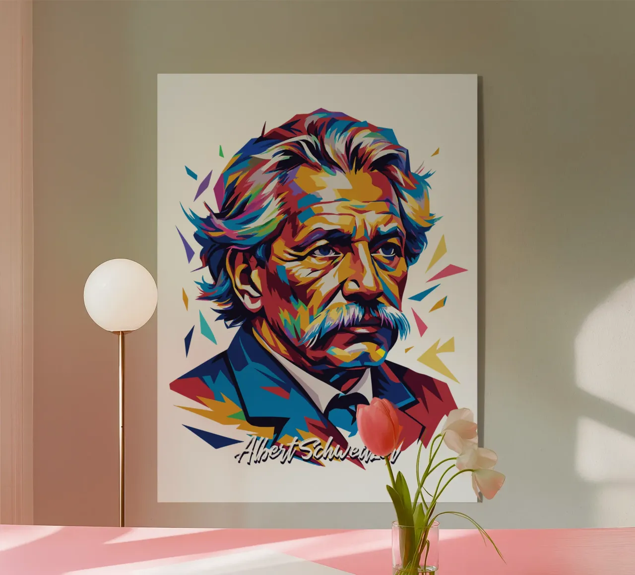 Albert Schweitzer WPAP Pop Art plexiglass da vectorartnesia