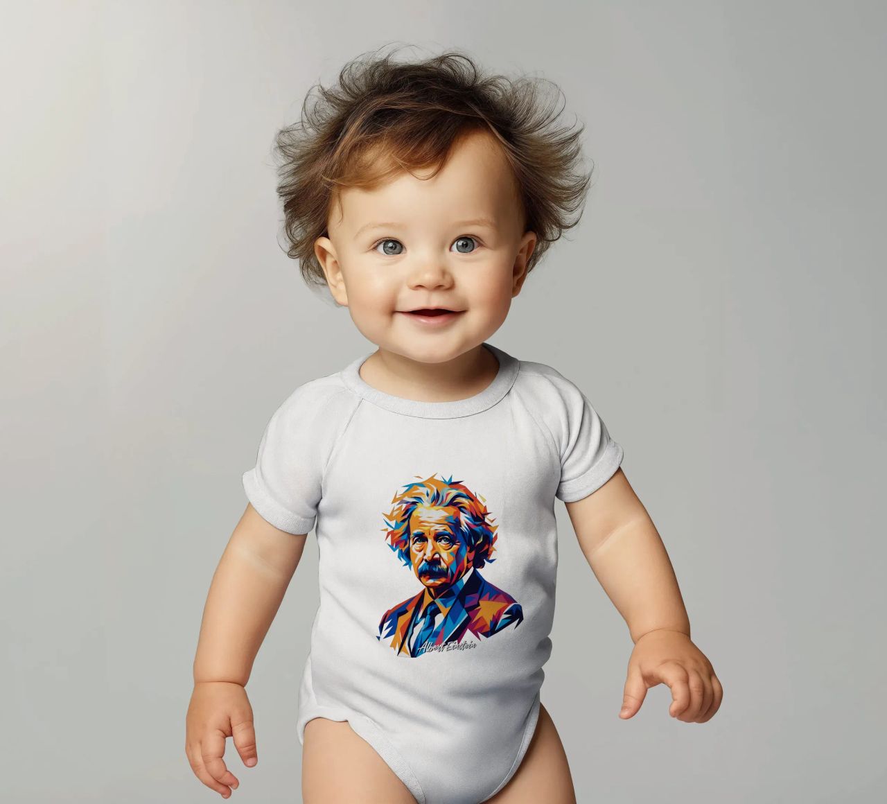Albert Einstein in WPAP Pop Art body neonato maniche corte da vectorartnesia