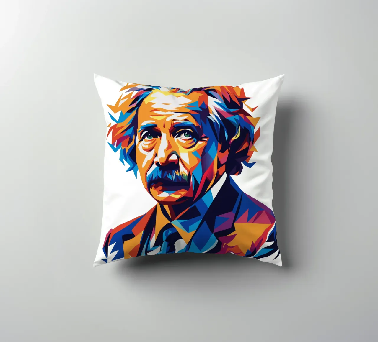 Albert Einstein in WPAP Pop Art decorative cushion by vectorartnesia