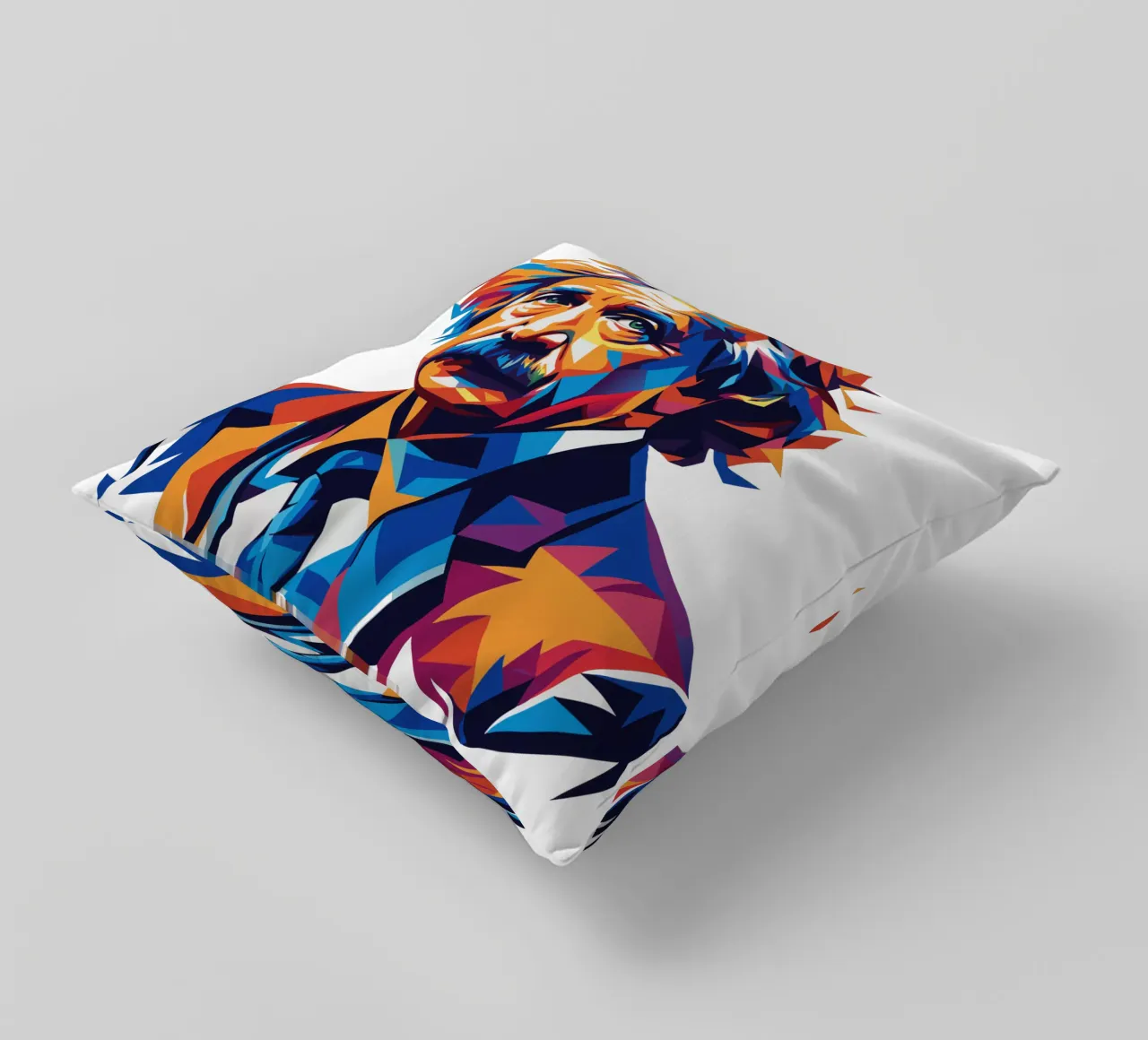 Albert Einstein in WPAP Pop Art decorative cushion by vectorartnesia