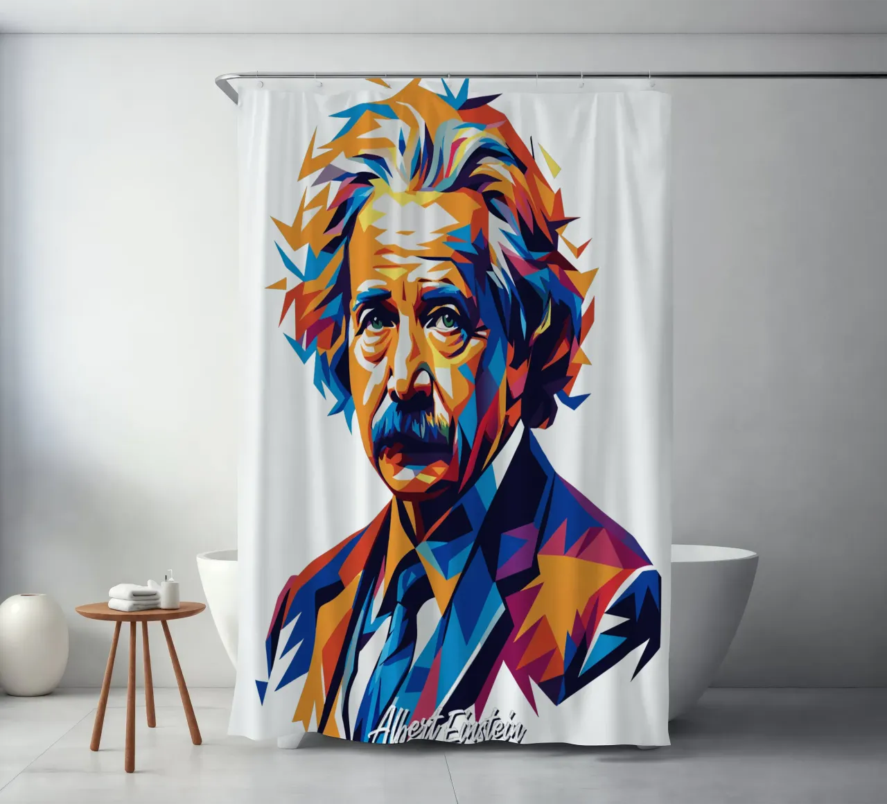 Albert Einstein in WPAP Pop Art tenda da doccia da vectorartnesia