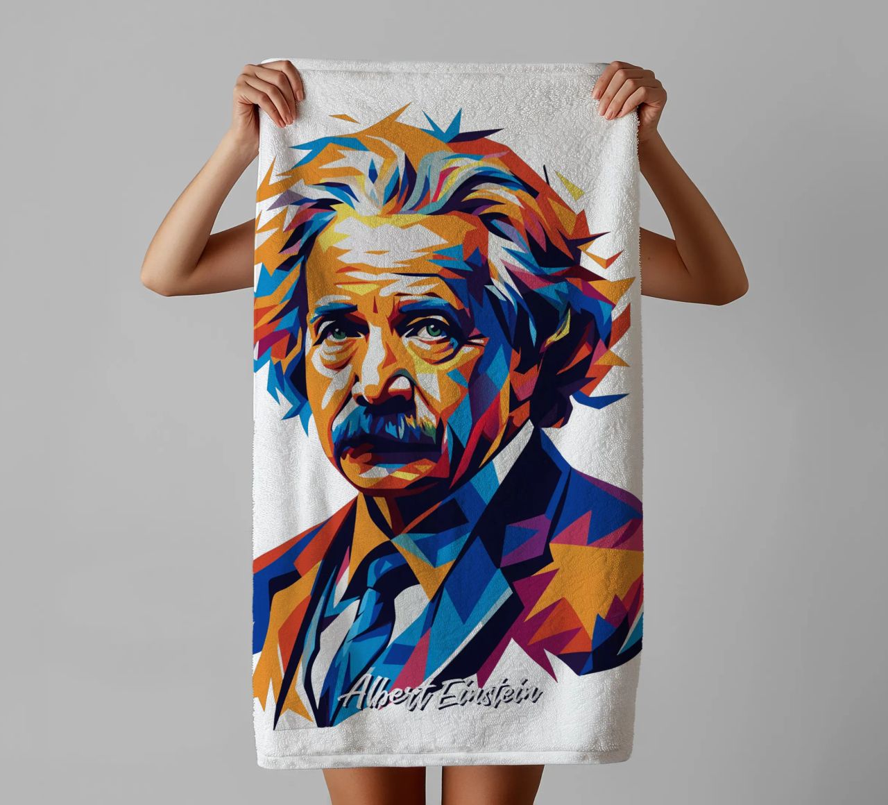 Albert Einstein in WPAP Pop Art asciugamano da bagno da vectorartnesia
