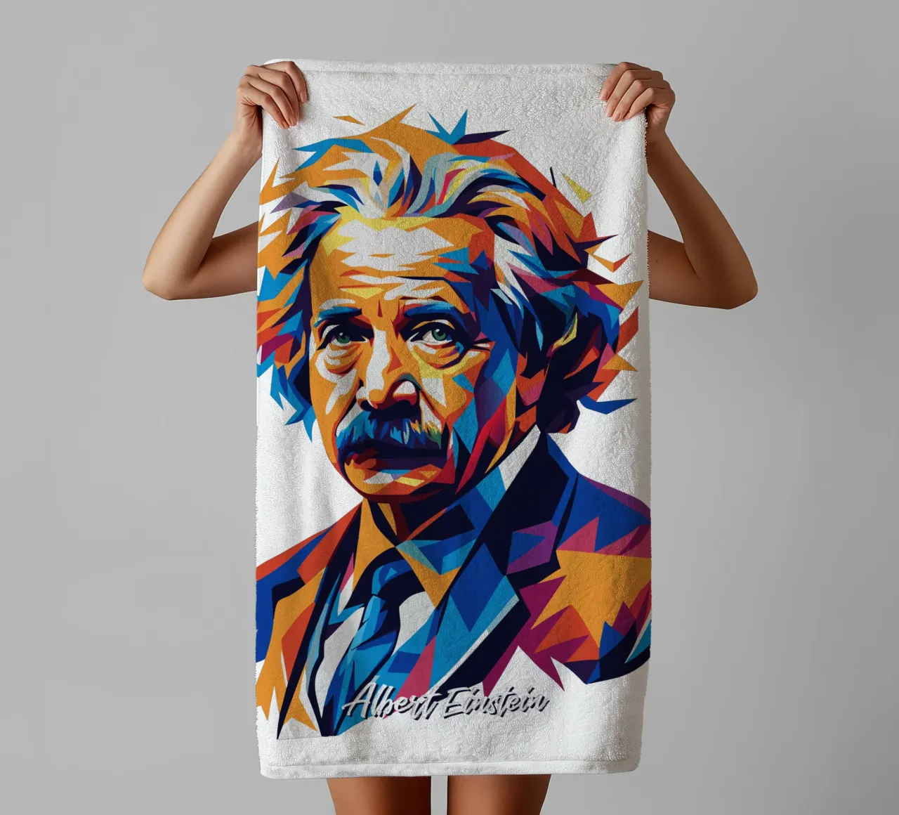 Albert Einstein in WPAP Pop Art asciugamano da bagno da vectorartnesia