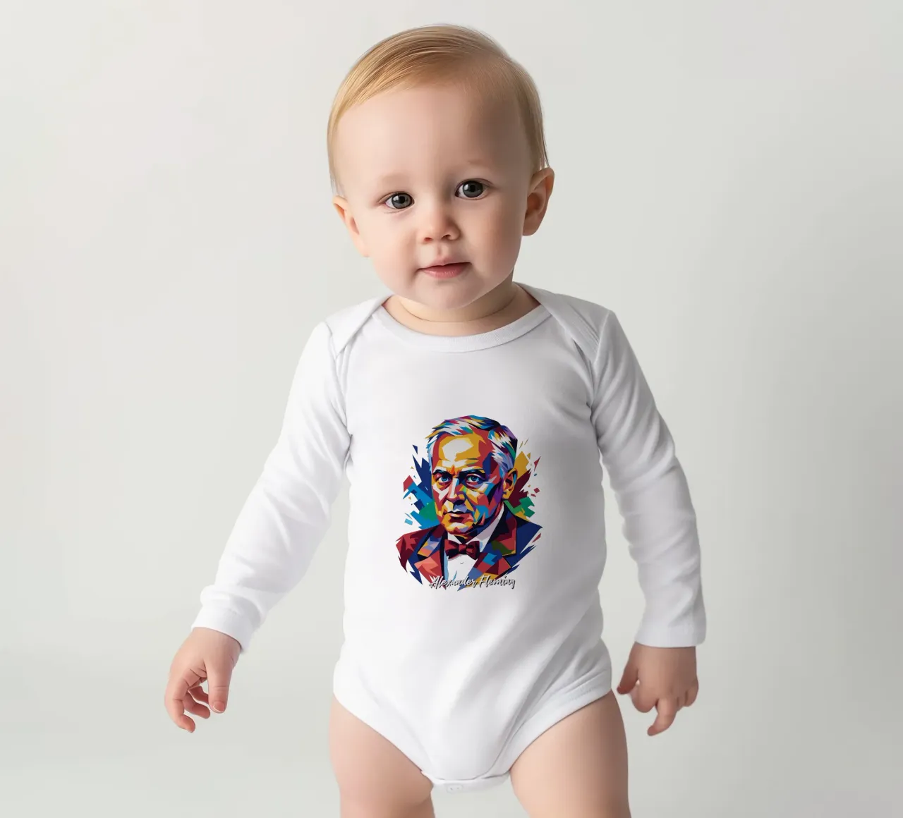 Alexander Fleming WPAP Pop Art body neonato maniche lunghe da vectorartnesia